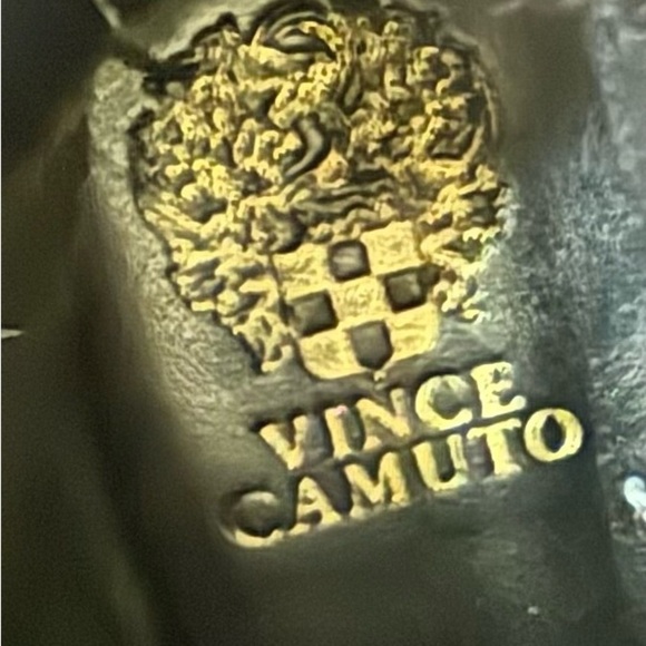 Vince Camuto Black Leather Bootie with gold zipper and studs Size 8 1/2 - Picture 10 of 10